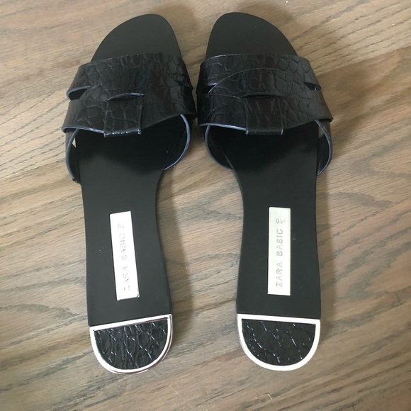 zara basic slippers